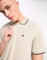 Jack & Jones Premium pique tipped polo in beige