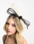 My Accessories London bow fascinator headband in black and cream mesh