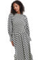 YAS long sleeve smock dress in black diala print - BLACK