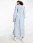 ASOS DESIGN gathered tiered maxi dress in blue picnic check