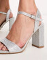 Office mona diamante heeled sandals in silver