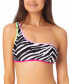 California Waves 296035 Juniors' Printed Asymmetric Bikini Top, M