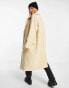 Pull&Bear oversized double breast peaked lapel coat in ecru