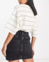 Topshop paperbag denim skirt in washed black