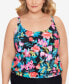 Swim Solutions 283908 Plus Size In Living Color Blouson Tankini Top, Size 18W