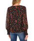 Women's Floral Print Foil Dot Blouson-Sleeve Blouse