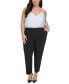 Plus Size Elastic-Back Straight-Leg Pants