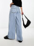 ASOS DESIGN soft wide leg jean in mid blue