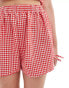 COLLUSION poplin short co ord with tie side in red gingham