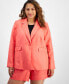 Trendy Plus Size Solid Linen Single-Breasted Woven Blazer, Created for Macy's