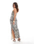 Bershka bandeau bodycon maxi dress in zebra print