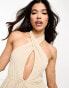 ASOS DESIGN halter neck natural plunge mini beach dress in natural