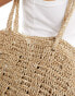 ASOS DESIGN straw hand crochet tote bag in mixed weave