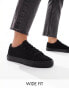 ASOS DESIGN Wide Fit Dizzy lace up trainers in black drench