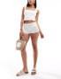 Mango rose detail crochet shorts in white