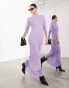 ASOS EDITION knitted metallic long sleeve maxi dress in lilac