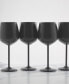 18 Oz Brushed Black Stainless Steel White Wine Glasses, Set of 4