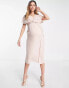 ASOS DESIGN Maternity twist and drape front midi dress in soft pink