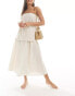 ASOS DESIGN Isabel mix & match linen look A-line midi beach skirt in neutral