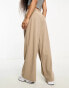 Vero Moda Petite jersey wide leg dad trousers in stone