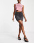 DTT Gabby high waisted denim skirt in washed black