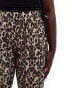 ONLY Curve ribbed flared trousers in leopard print