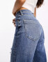 River Island Petite high waist straight leg jeans in mid blue wash