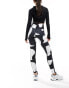 Monki seamless yoga high waist active gym leggings in multi black and white abstract print