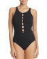 Amoressa 145222 Women's M One Piece High Neck Swimsuit Black Sz 10