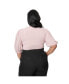 Plus Size Short Puff Sleeve Button Front Blouse