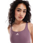 adidas Performance 3-stripes swimsuit in purple