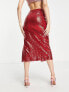 Collective the Label exclusive midaxi sequin skirt in red