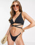 Wolf & Whistle Fuller Bust Exclusive triangle straping bikini top in black