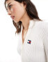 Tommy Jeans badge zip sweater dress in white