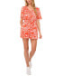 Women's Tropical-Print Flutter-Sleeve Smocked-Waist Romper