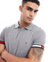 Tommy Hilfiger logo cuff slim fit polo in grey heather