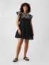 Crinkle Gauze Embroidered Mini Dress