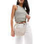 PASQ crescent shoulder bag with detachable crossbody strap in taupe