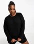 ASOS DESIGN Curve mix & match cotton long sleeve henley pyjama top in black