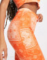 Daisy Street high waisted flare trousers in orange bandana co-ord