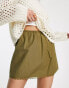 COLLUSION lace trim festival mini skirt in khaki