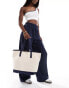 ASOS DESIGN canvas tote bag with contrast detail in navy blue