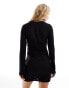 Edited long sleeve drape mini dress in black