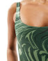 Weekday Desert swimsuit with wave print in green exclusive to ASOS