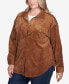 Plus Size Button Up Solid Pincord Jacket