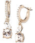 Gold-Tone Mixed Crystal Charm Hoop Earrings