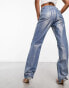 KYO The Brand – Metallic-Jeans in in blauer Waschung mit weitem Bein