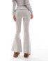 Lioness knit foldover waist flared trousers co-ord in light grey