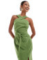 Lavish Alice obi belted halterneck midi dress in green