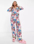 New Girl Order Anime printed revere and trouser pyjama set with ruffle trim